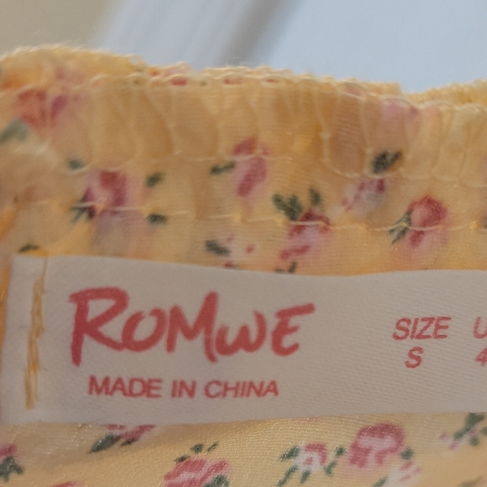 ROMWE Peach Floral Ditsy Floral Frill Chemise Slip Dress New Without Tags - Picture 10 of 12